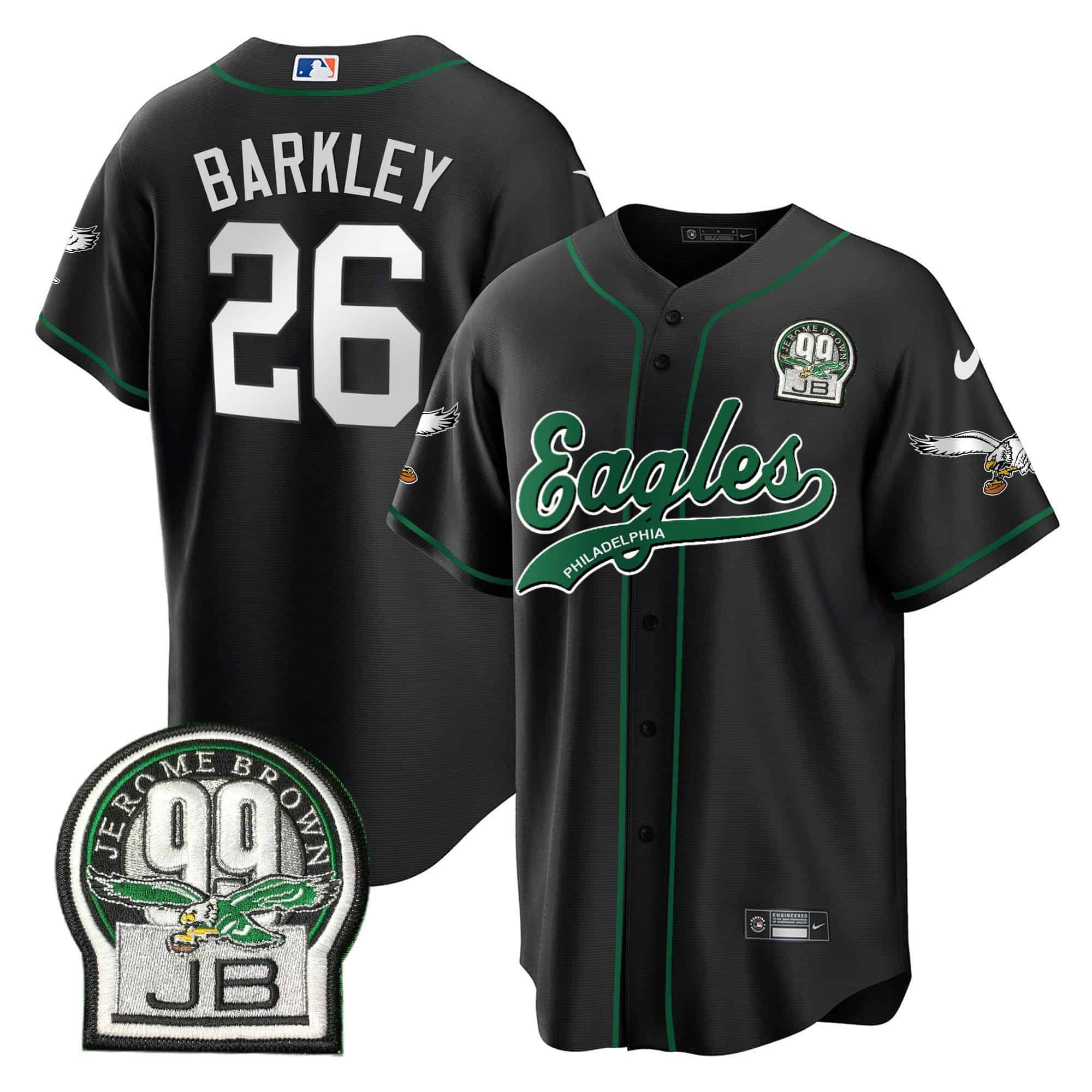 Men Philadelphia Eagles #26 Barkley Black 2024 Nike Jerome Brown Retired Patch Baseball NFL Jersey->indianapolis colts->NFL Jersey
